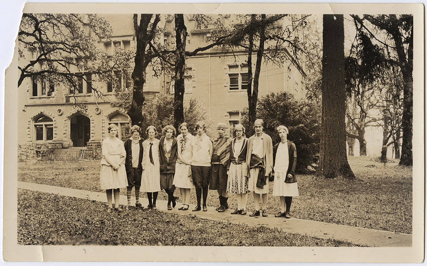 Female students during the annual Clean-Up day in the 1920's.