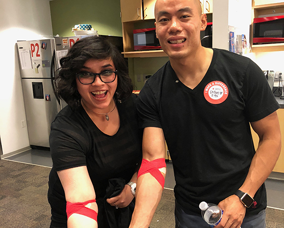 Two blood drive participants