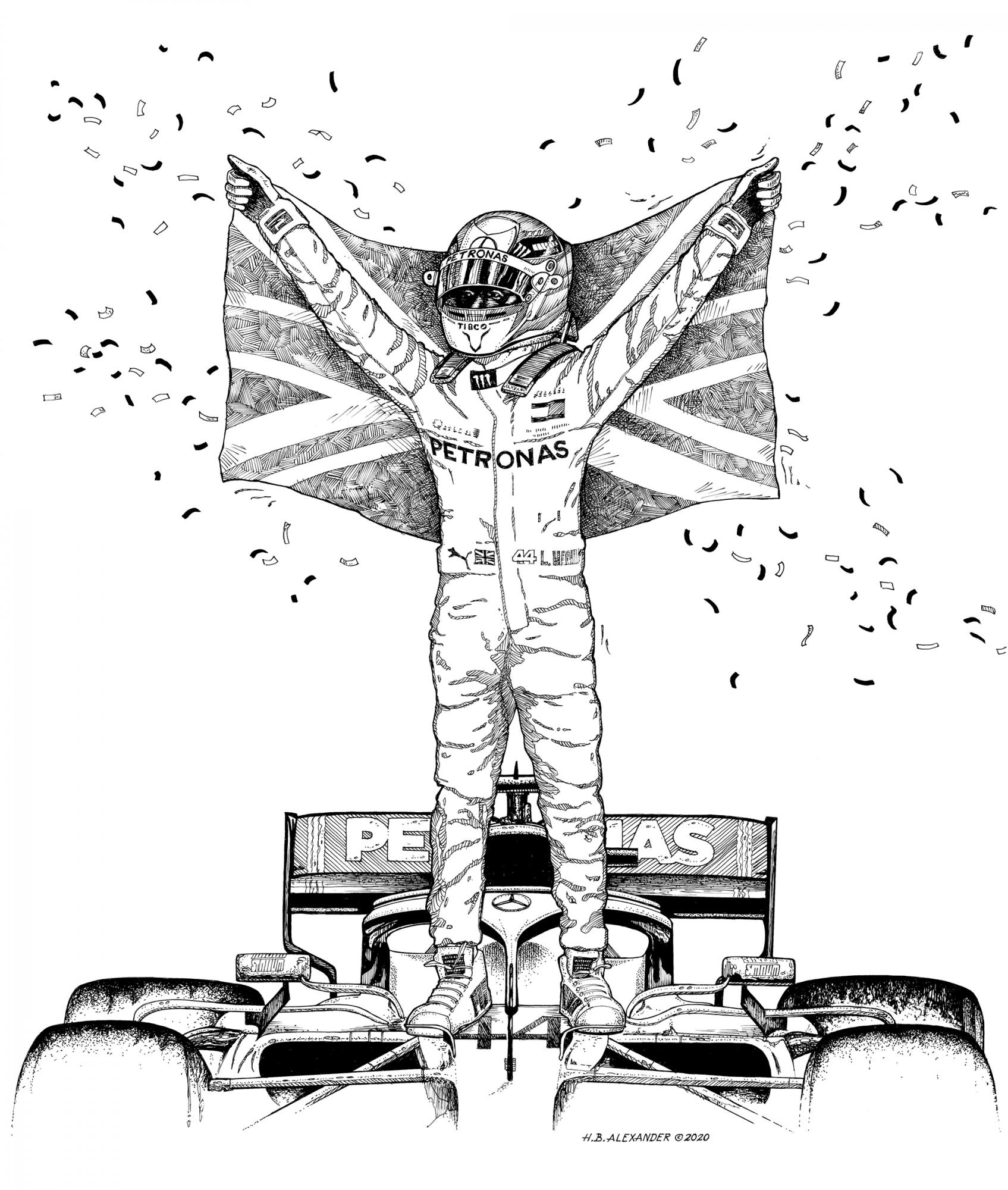"Lewis Hamilton" Drawing by Hugh Barkalow Alexander