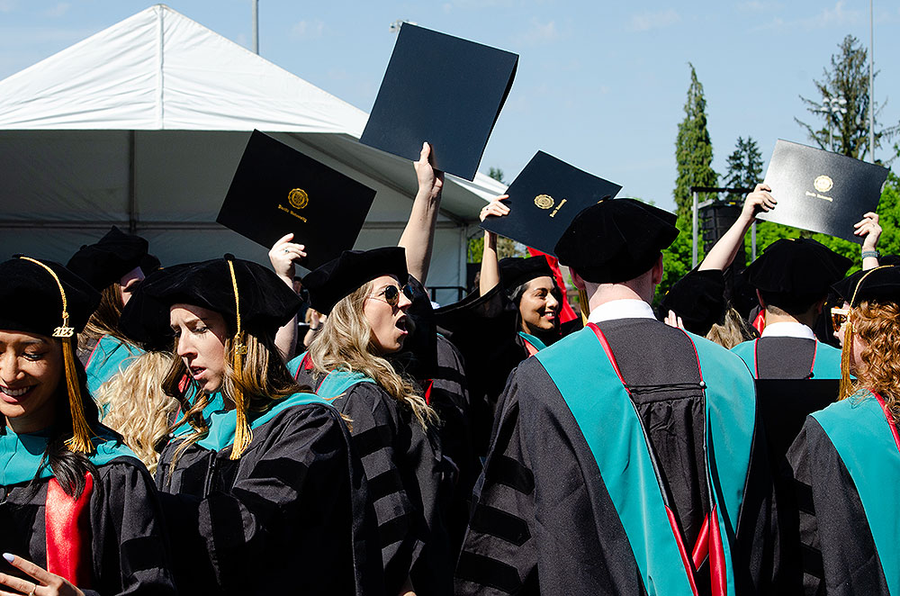 Optometry Students Celebrate After Receiving Degrees At Pacific's 2023 May Commencement