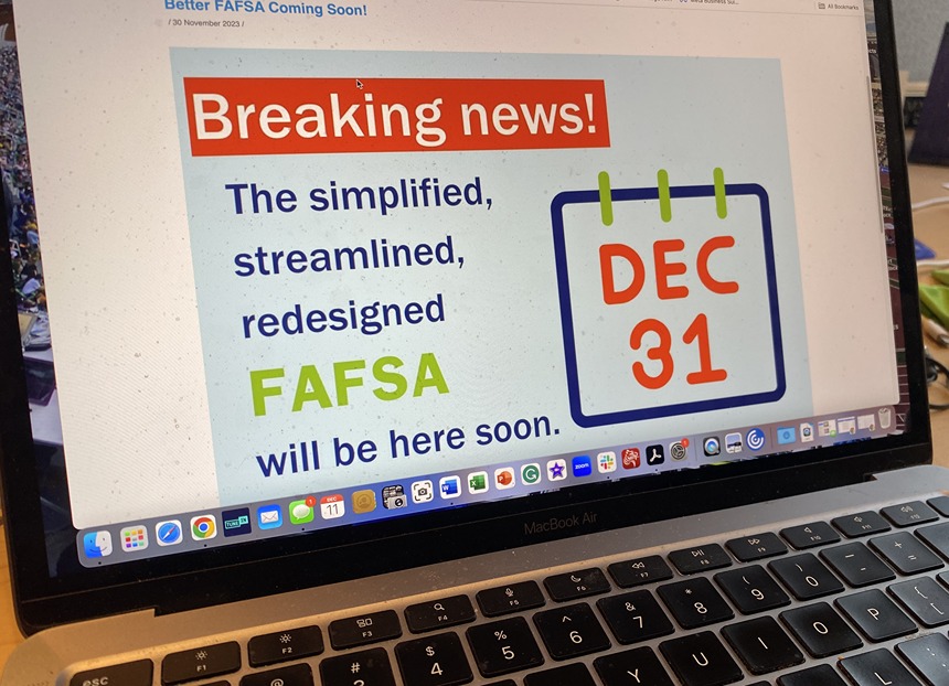 Computer Screen With Announcement That Changes Are Coming To The FAFSA