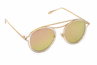 round wire glasses with double nosepiece and yellow tinted lenses