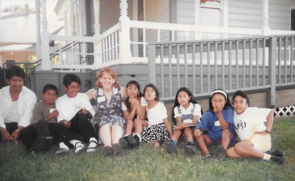 Martha Méndez Bolaños with other children on the Forest Grove campus