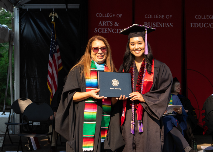 Bethany Rivera receives award at August commencement