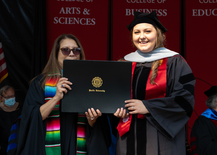 Carly Sproul receives award at August commencement