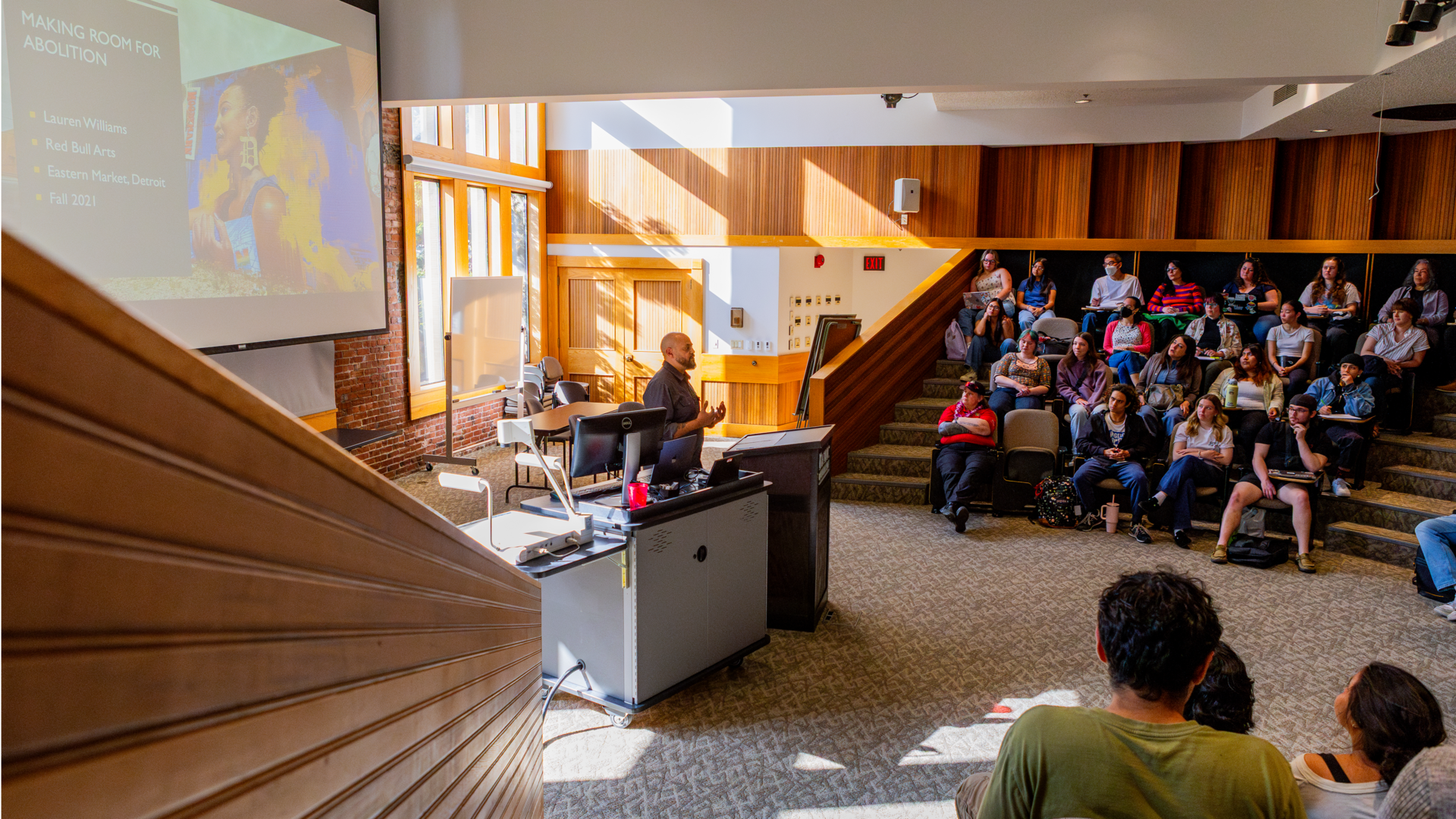 Students listen to a lecture in Taylor Auditorium at Pacific University