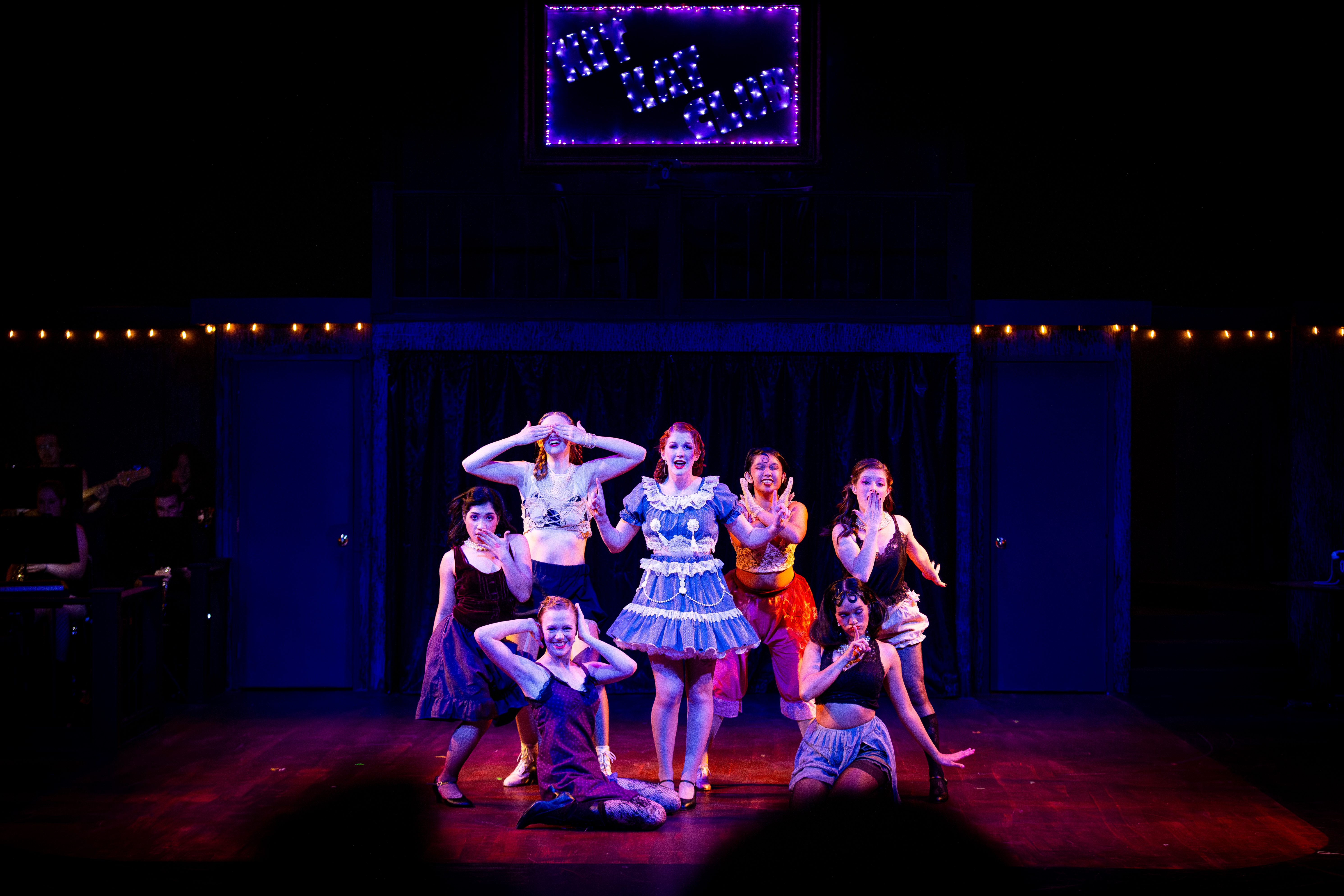 Pacific University musical theatre students performing in Cabaret on stage