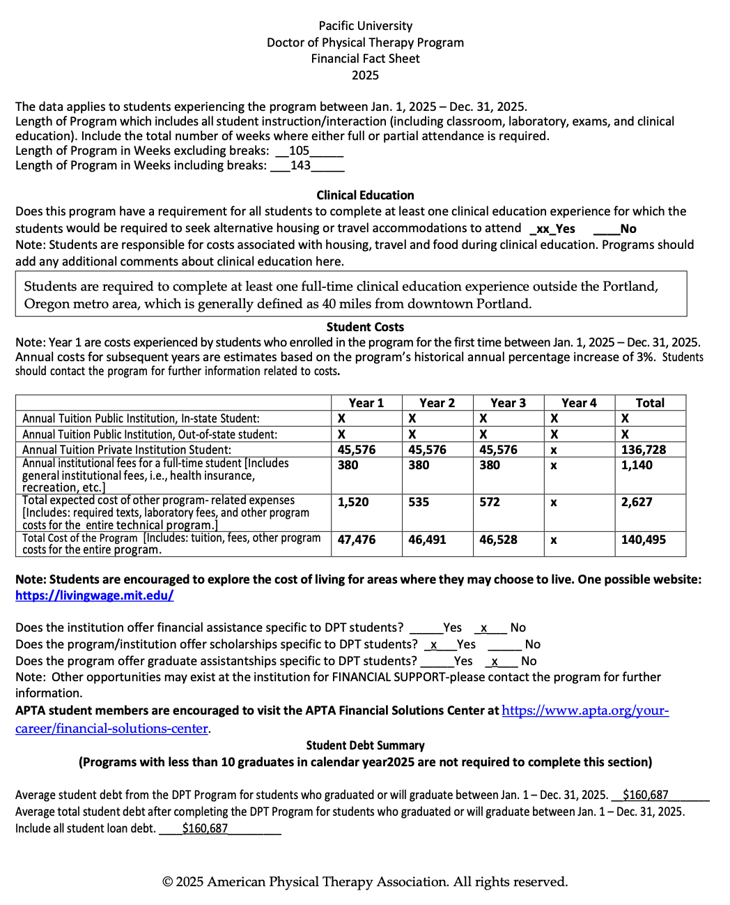 screenshot of information on DPT program cost. Information available to download: https://pacificu.box.com/s/l1hunhw2un38ksl3d0nrjapoab2dfy4l
