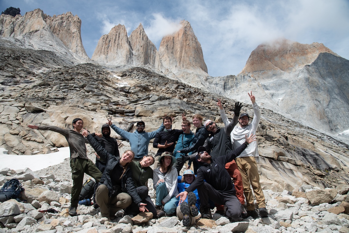 Pacific University students developing their passion for Adventure Tourism in Patagonia Chile Torres Del Paine National Park.