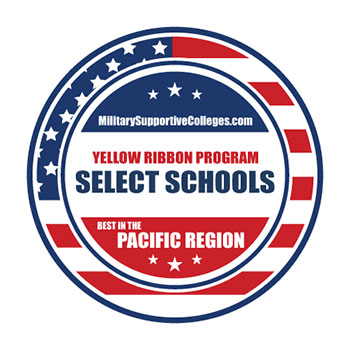 Badge that reads Yellow Ribbon Program Select Schools Best in Pacific Region