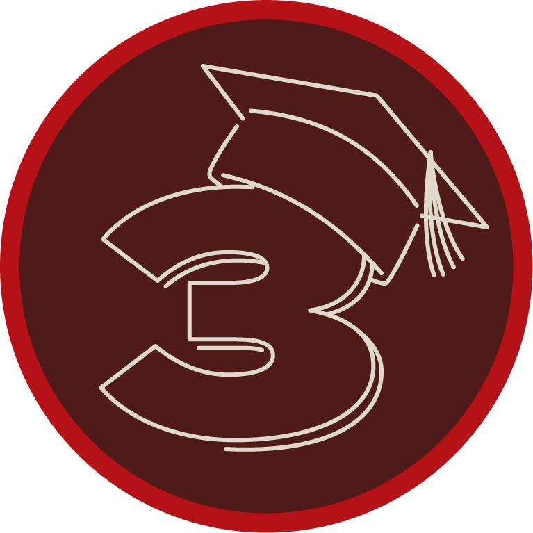 3 with graduation cap