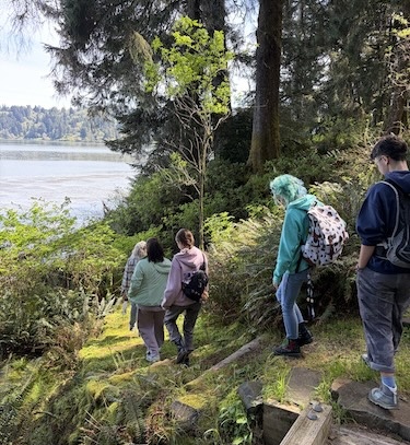 students on a hike