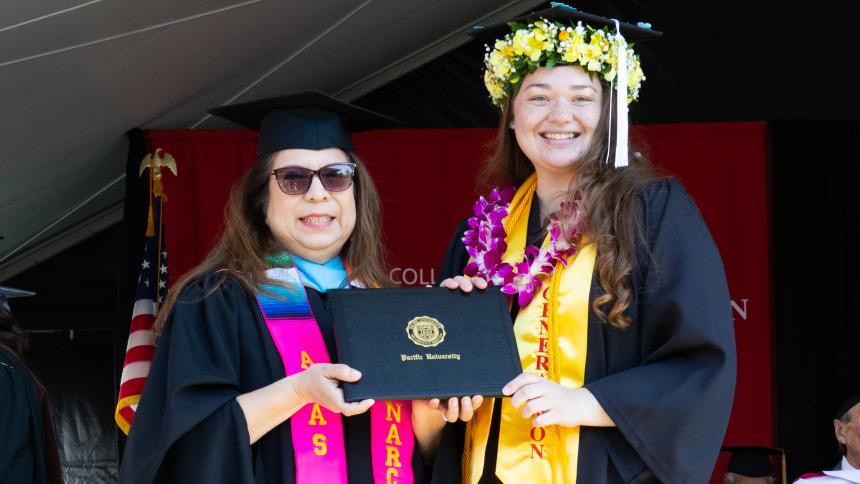 Malia Guerrero '22 receives diploma with Narce Rodriguez