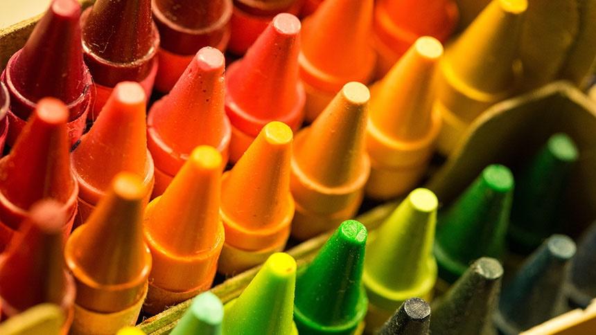 Red, Orange, Yellow and Green Crayons