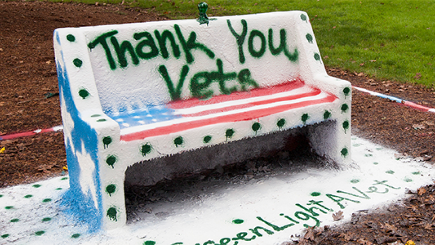Spirit bennch thanking veterans