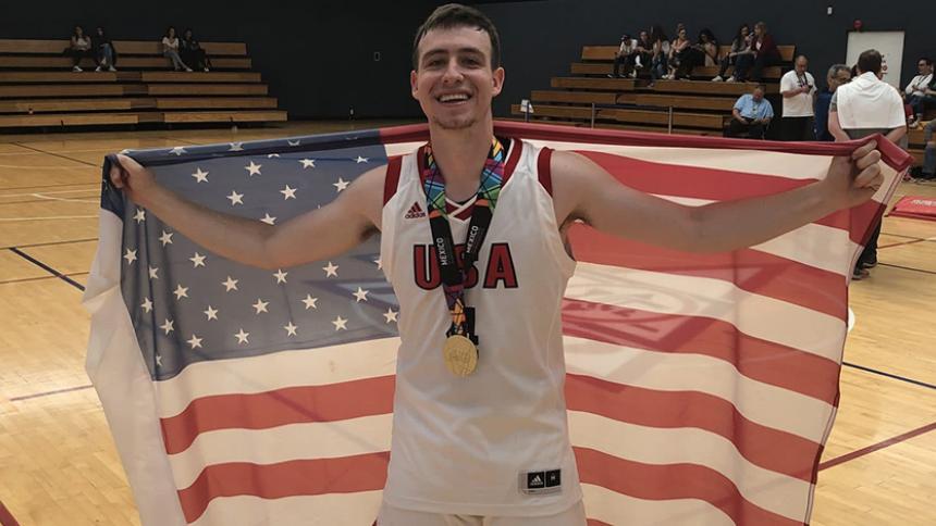 Noah Lewis '22 at the Maccabi Games in 2019
