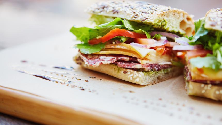 Sandwich on cutting board