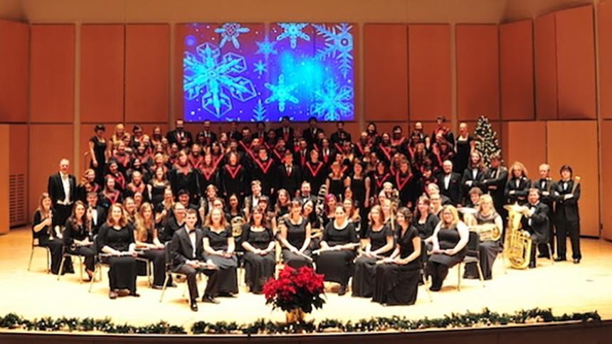 Students on stage at a past Holiday Concert