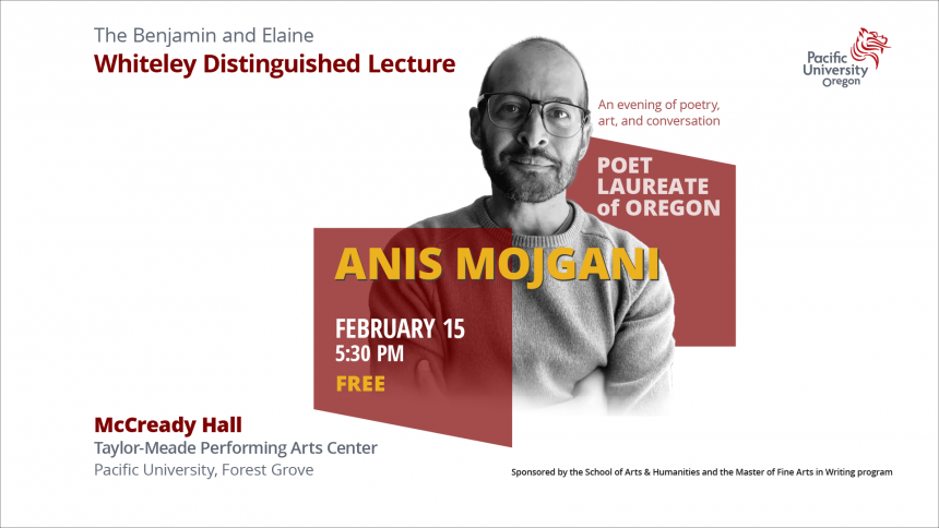 Anis Mojgani to speak on February 15th, 2024 at 5:30