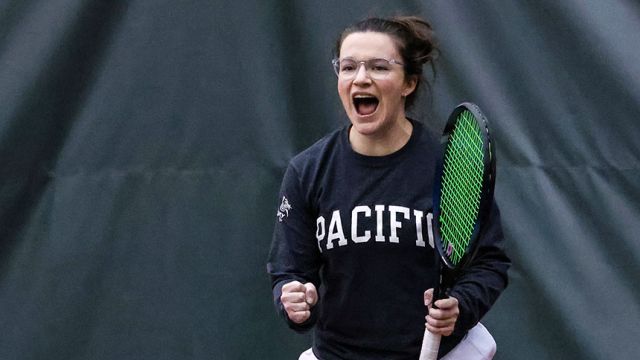 Sydnie Binder Celebrates Winning A Point In Tennis