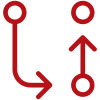 Red outline icon depicting pathway