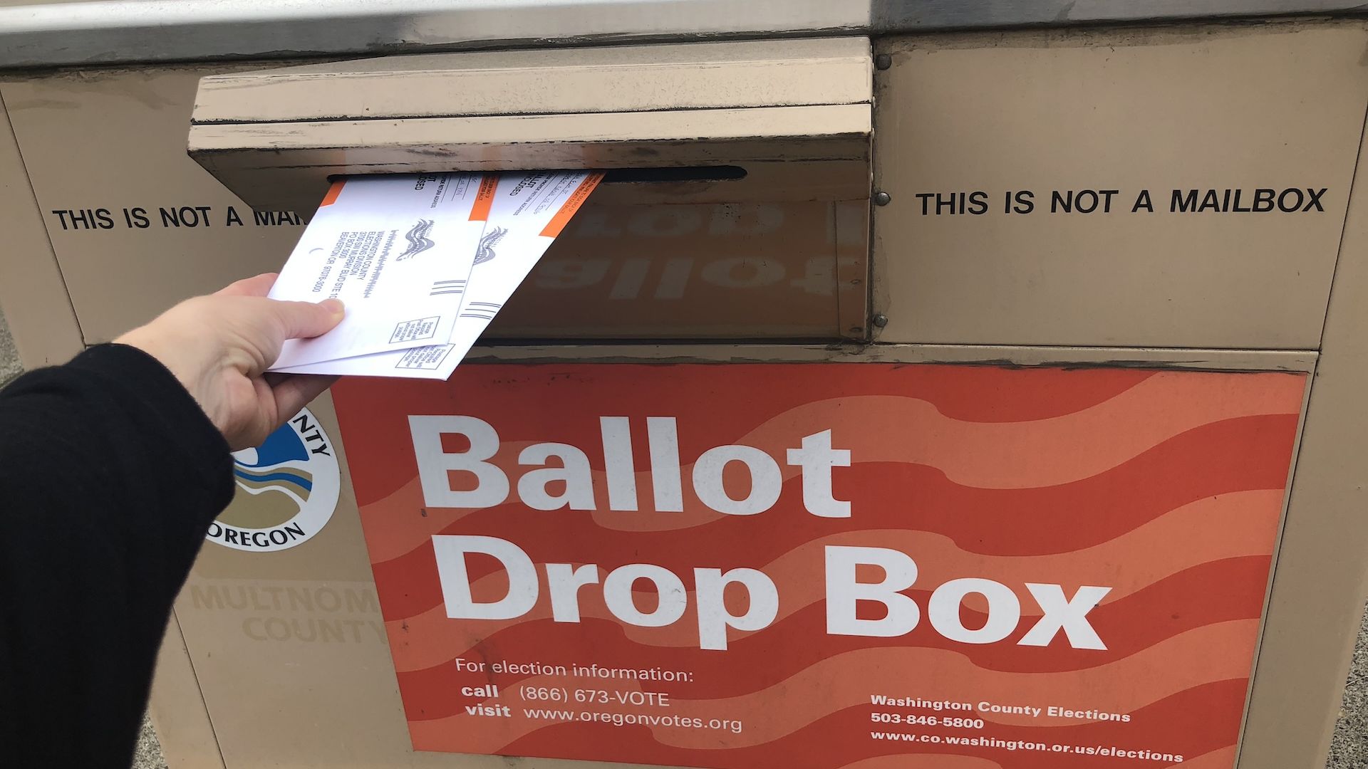 ballot box with someone dropping a ballot
