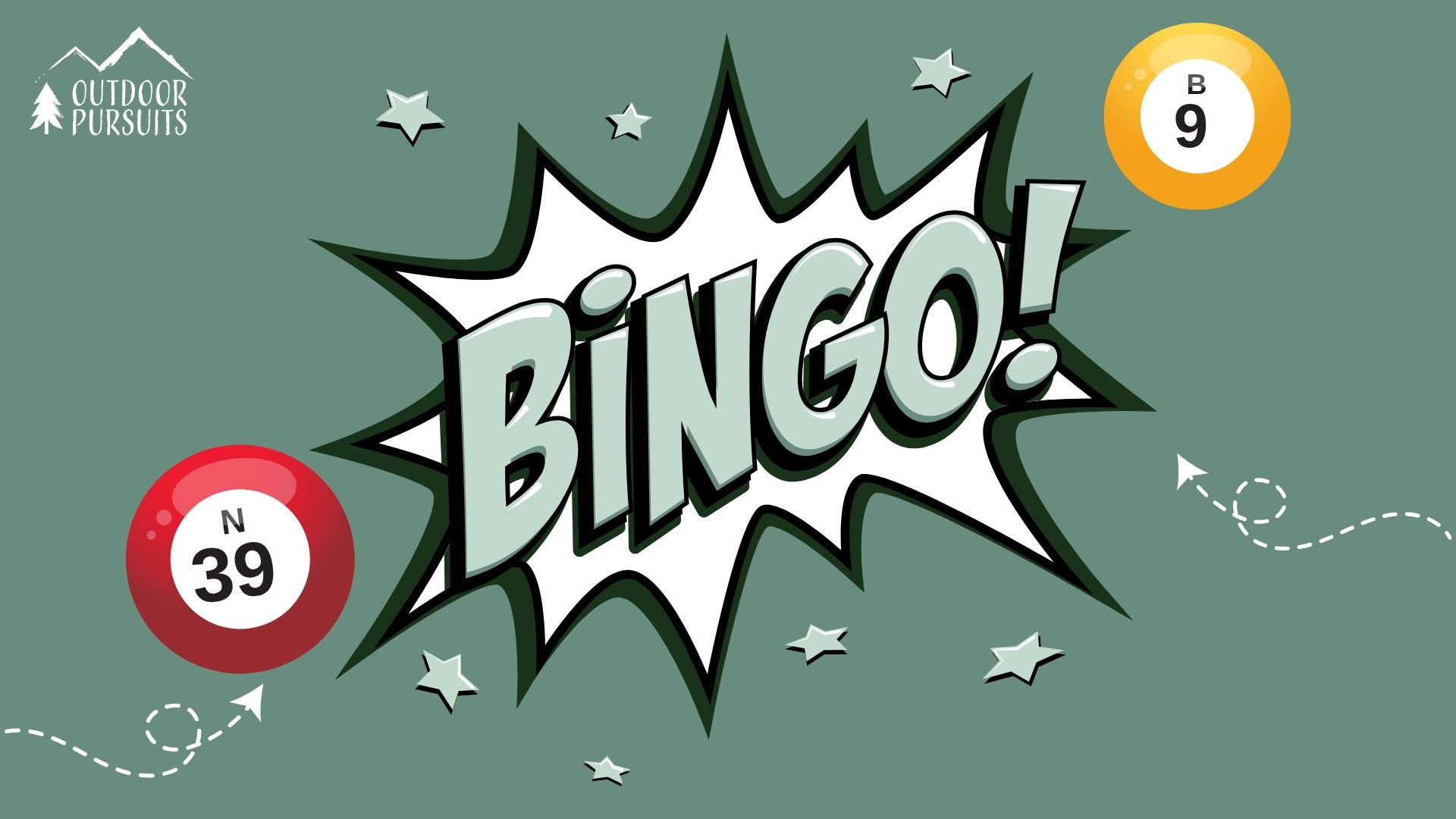 Reads "Bingo" with bingo balls