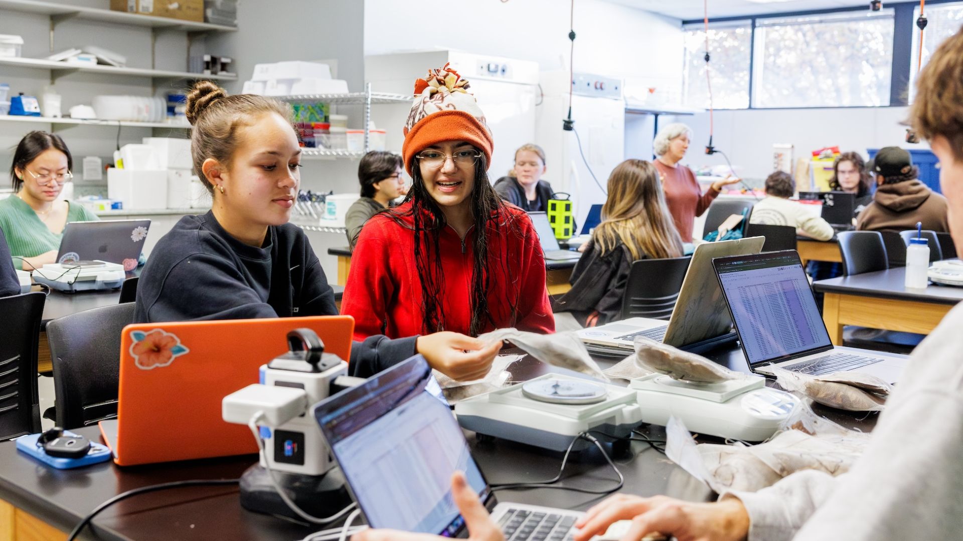 Pacific University students in a lab