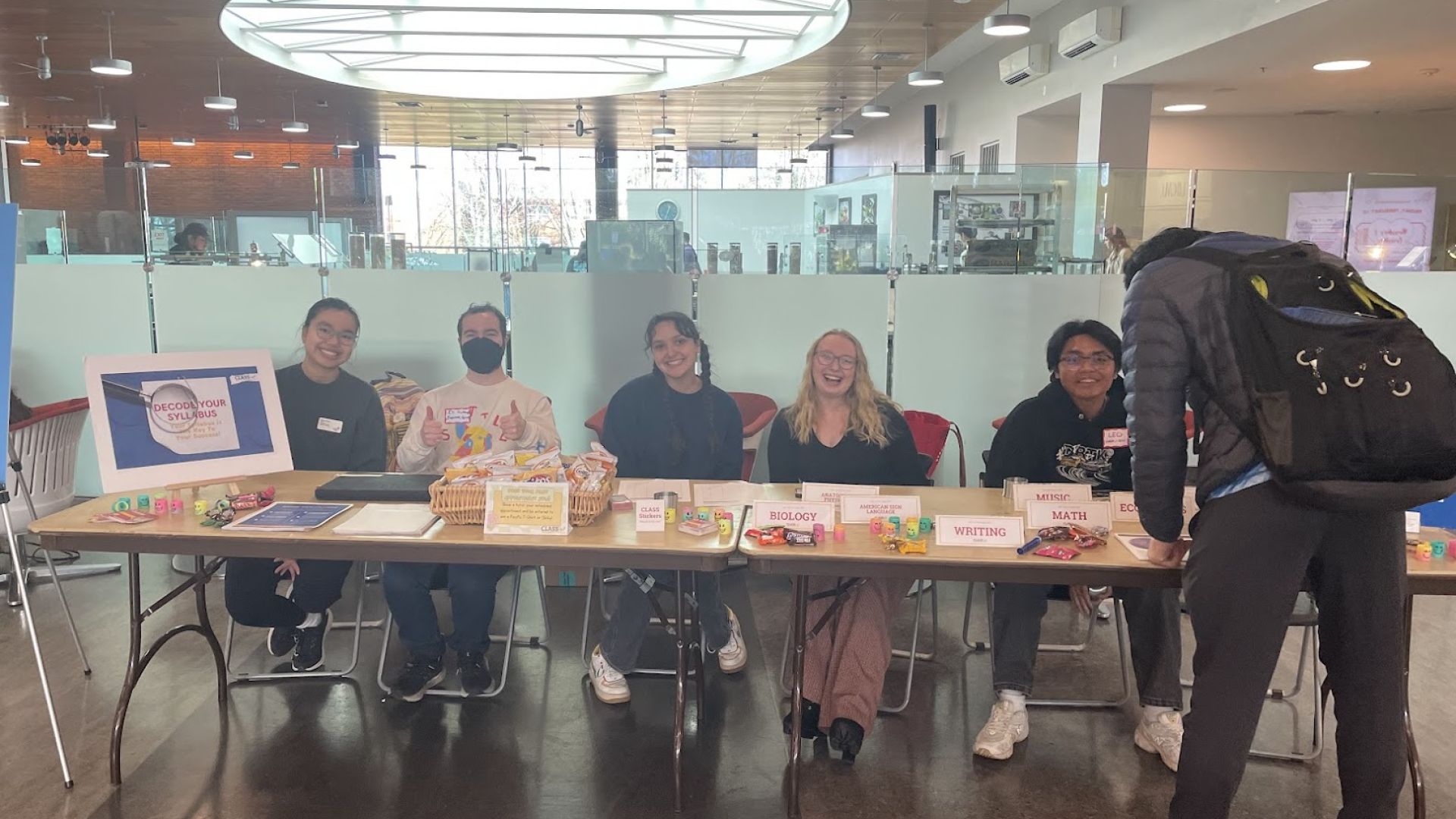 CLASS Peer tutors tabling in the UC