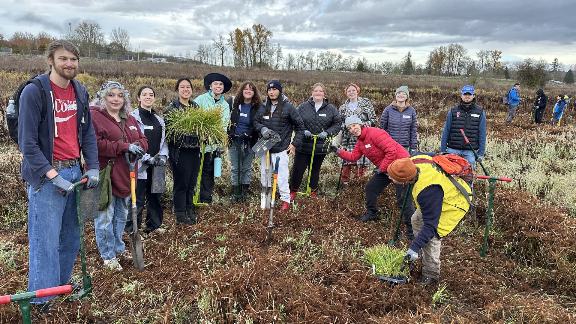 Pacific University students at Wapato Lake in Oregon.
