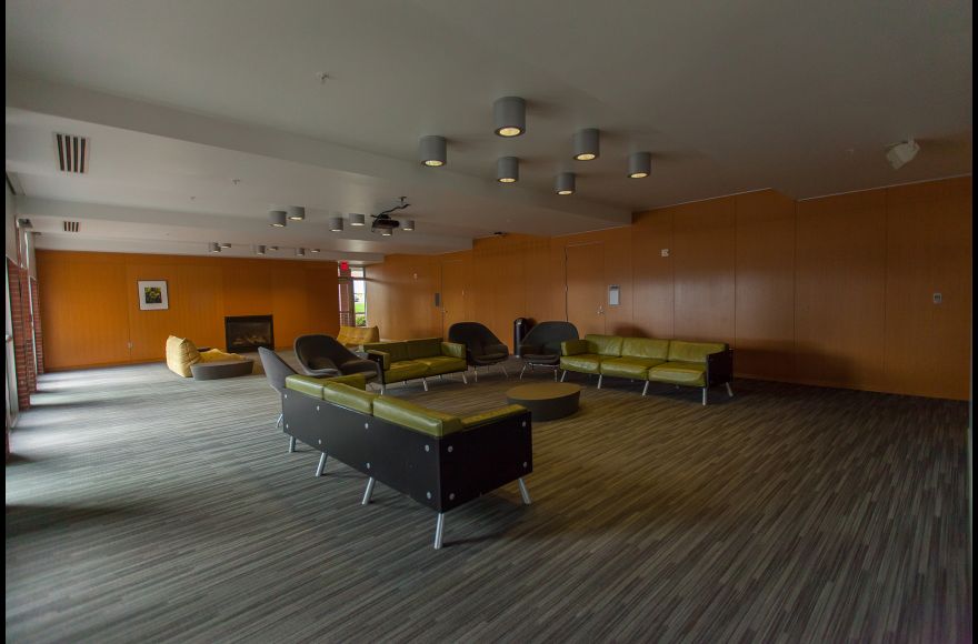 Lounges in Burlingham Hall offer areas for students to gather, study and hang out
