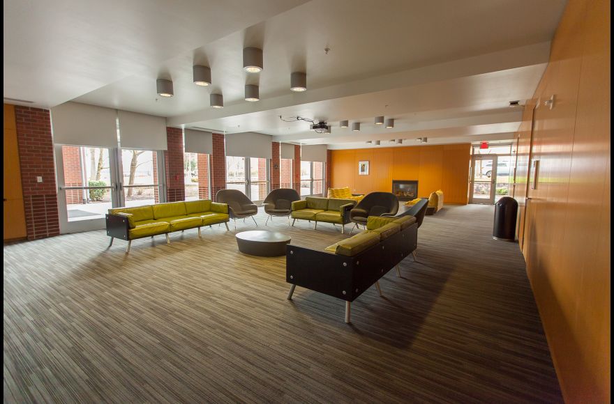 The sports lounge has a pool table, foosball, ping pong and TV