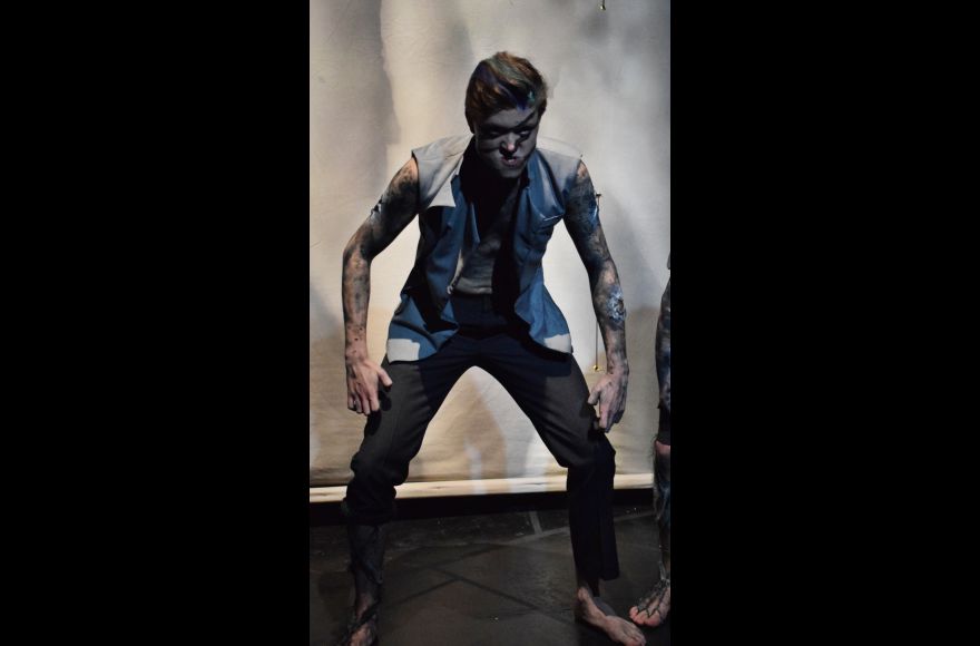 student performing in Hide by Ellen Margolis, Directed by Matthew B. Zrebski, Fall 2017