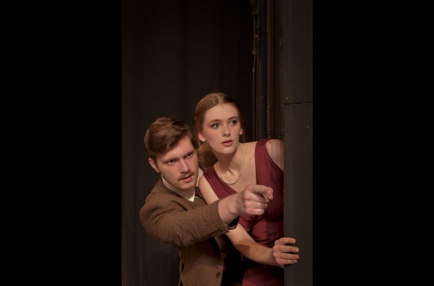 students performing in The 39 Steps by Patrick Barlow, Directed by Stephanie Mulligan, Spring 2025