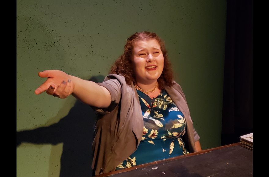 student performing in The Typographer's Dream by Adam Bock, Directed by Ellen Margolis, Fall 2020