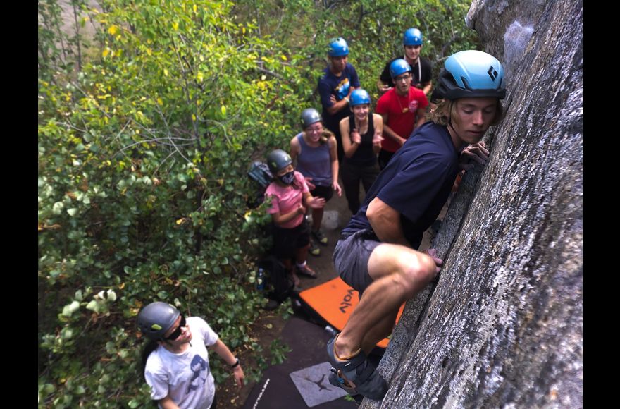 Pacific student Shaun Ludford Bouldering Near Leavenworth, WA